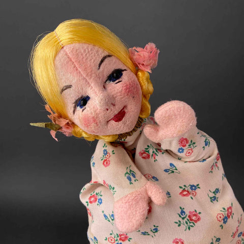 GIRL Hand Puppet by Curt Meissner ~ 1960s Rare!