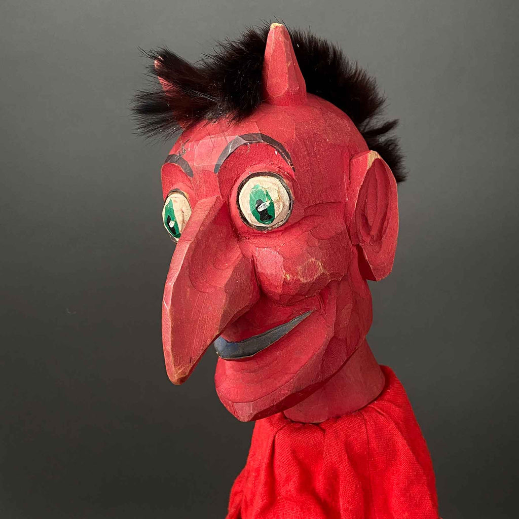 Vintage DEVIL Hand Puppet by Till De Kock ~ 1960s – Once Upon A Puppet