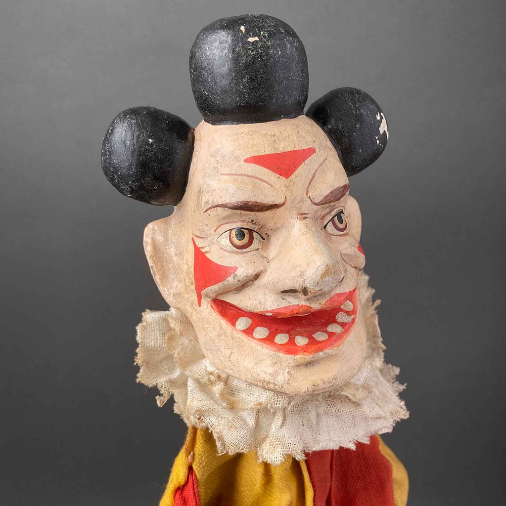 Old Puppet C Reddy Antique JOEY the CLOWN Hand Puppet ~ Late 1800s Punch and Judy Rare ...