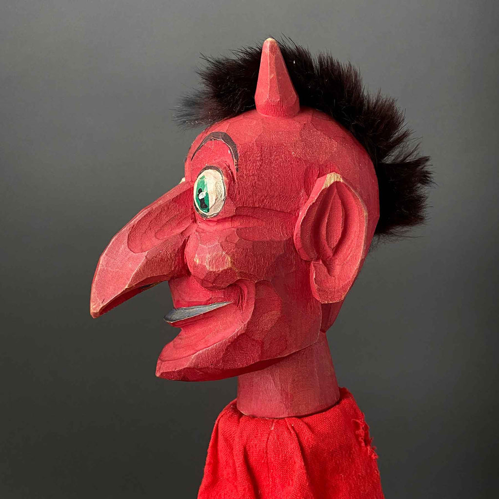 Vintage DEVIL Hand Puppet by Till De Kock ~ 1960s – Once Upon A Puppet