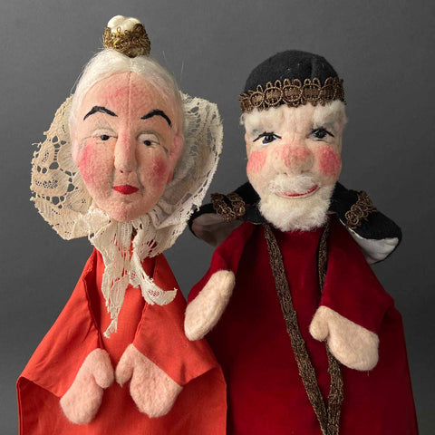 KING and QUEEN Hand Puppets by Curt Meissner ~ 1960s