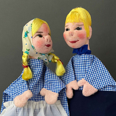 HANSEL and GRETEL Hand Puppets by Curt Meissner ~ 1960s