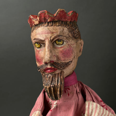 KING Hand Puppet ~ Early 20th c. Punch and Judy Rare!