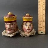 KING and QUEEN Hand Puppet Head ~ Early 20th c. Punch and Judy