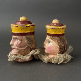 KING and QUEEN Hand Puppet Head ~ Early 20th c. Punch and Judy