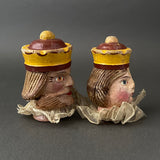 KING and QUEEN Hand Puppet Head ~ Early 20th c. Punch and Judy