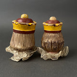 KING and QUEEN Hand Puppet Head ~ Early 20th c. Punch and Judy