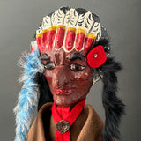 NATIVE AMERICAN Hand Puppet ~ Papier Mache 1960s