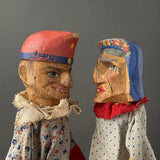 Mr PUNCH and JUDY Hand Puppet Set ~ Early 20th c.