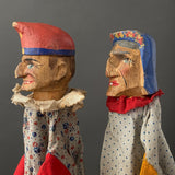 Mr PUNCH and JUDY Hand Puppet Set ~ Early 20th c.