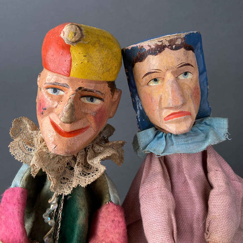 Mr PUNCH and JUDY Hand Puppets ~ 1940s Rare!