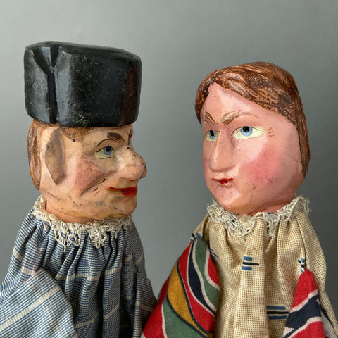 Pretty Polly and Gentleman Hand Puppets ~ Early 1900s Punch and Judy