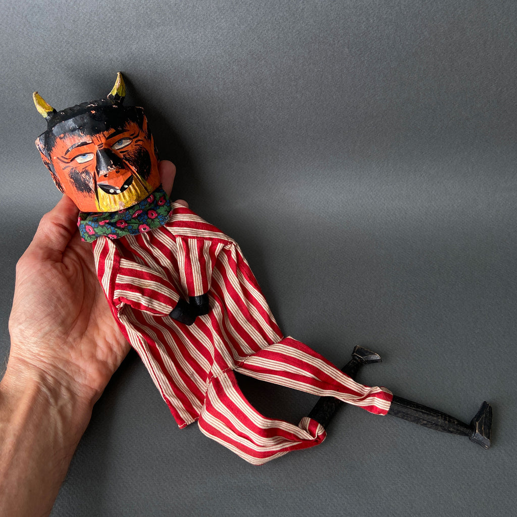 Antique DEVIL Hand Puppet ~ Early 1900s Punch and Judy – Once Upon A Puppet